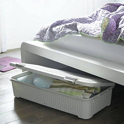 Cutie pentru depozitare sub pat, cu roti si capac, 40x79x18 cm