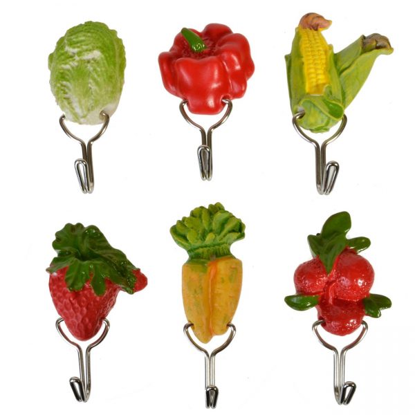 Set 6 agatatori cu autocolant pentru bucatarie, 3D Fruit