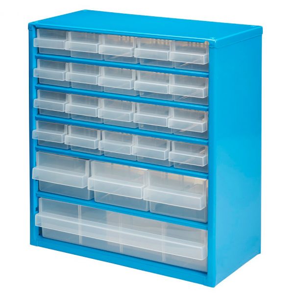 Organizator casetiera metalica cu 24 sertare, Mac Allister, 30x15x33 cm, Albastru
