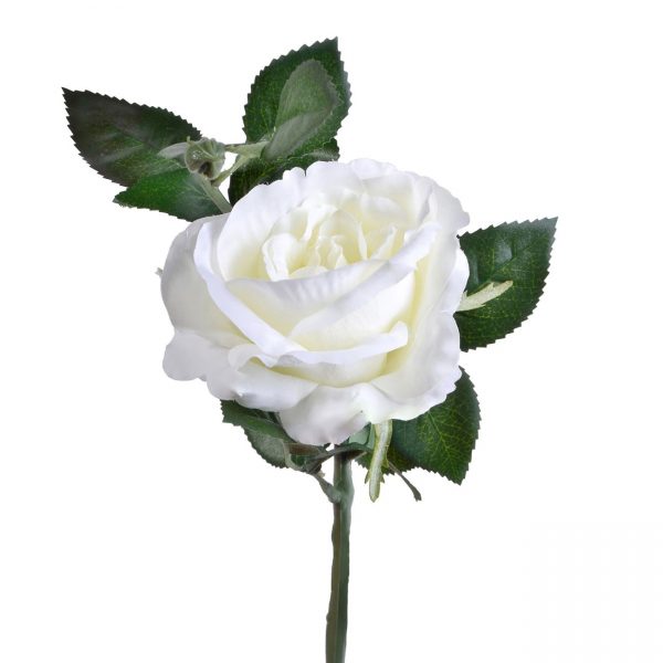Fir de trandafir alb artificial, Arly, 32 cm