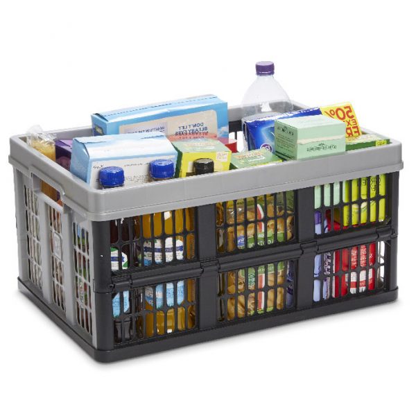 Lada pliabila 53x37x27 cm, 45L, Plastic Gri/Negru