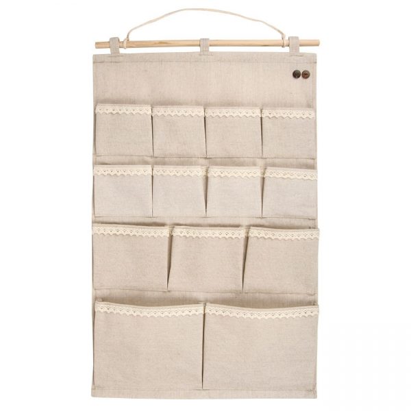Organizator suspendat cu 13 compartimente, bej, 42x63 cm