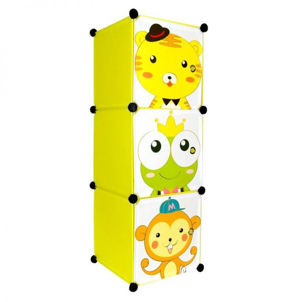 Dulap din plasic cu 3 compartimente pentru copii, 37x37x111 cm