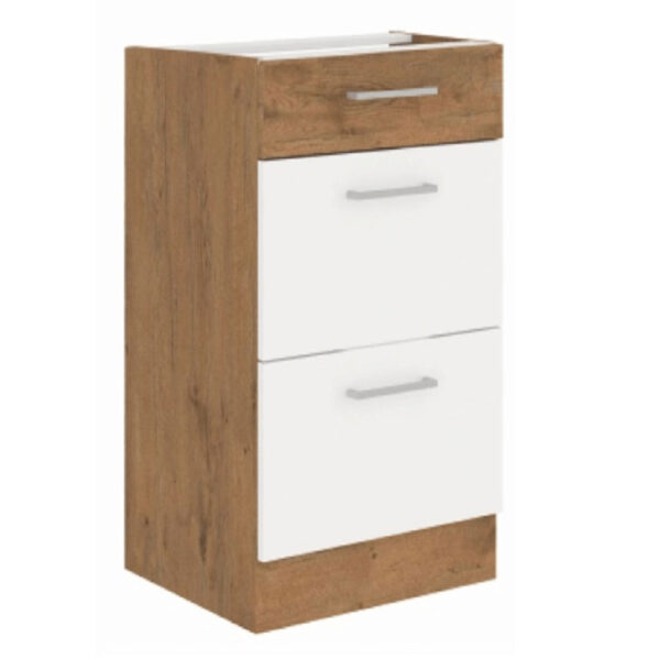 Dulap inferior cu 3 sertare VEGA 40x52x82 cm PAL Stejar/alb lucios