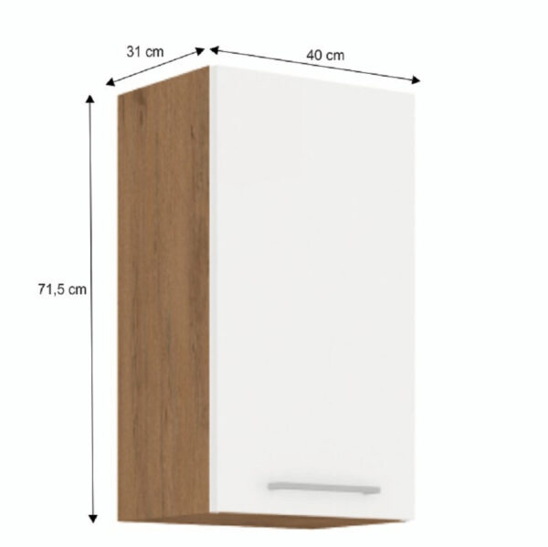 Cabinet superior VEGA 40x31x71,5 cm PAL Stejar/alb lucios