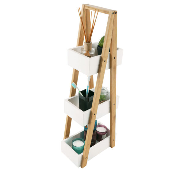 Etajera din lemn cu 3 nivele 30x18,5x81 cm MDF/Bambus