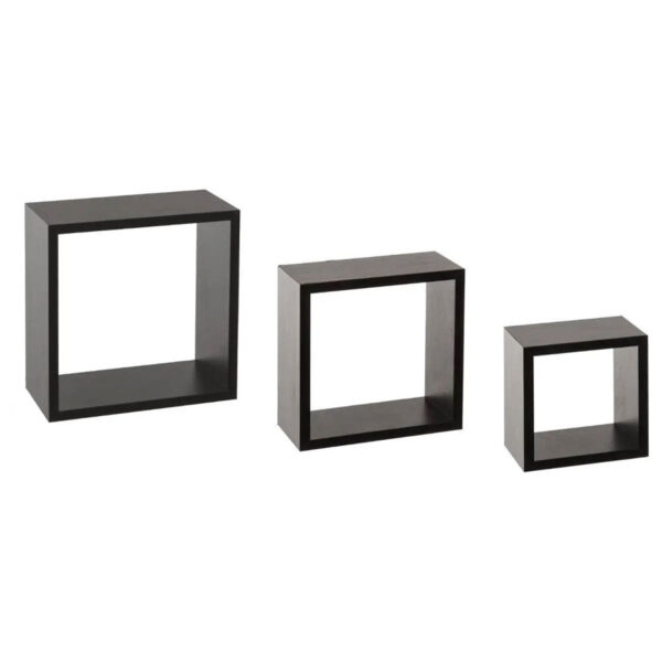 Set 3 cuburi perete 25/20/15x9 cm MDF Negru